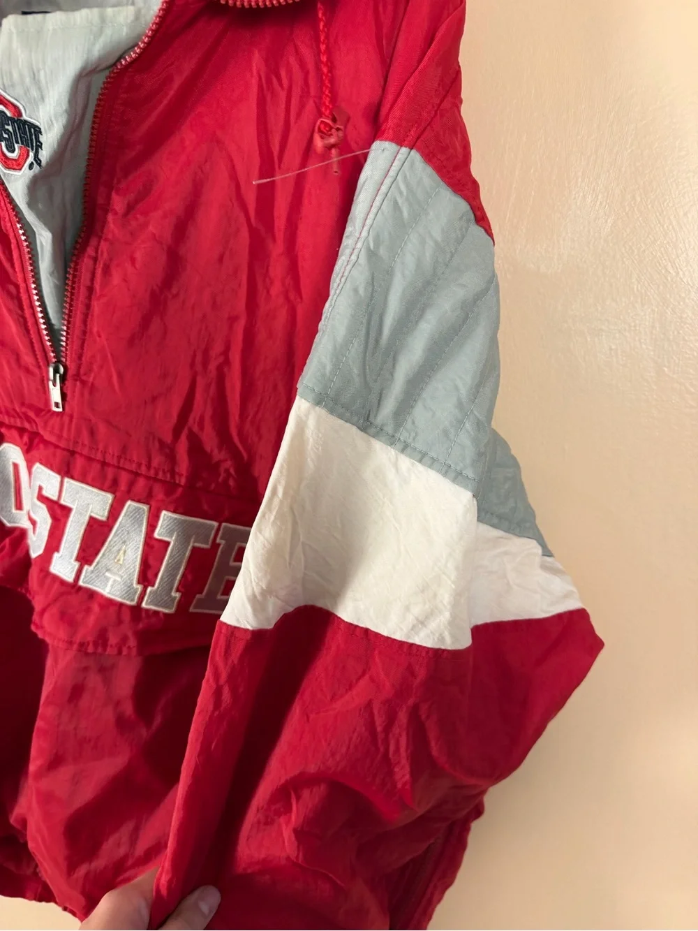 Ohio State vintage Red & Gray Pullover Windbreaker Jacket
